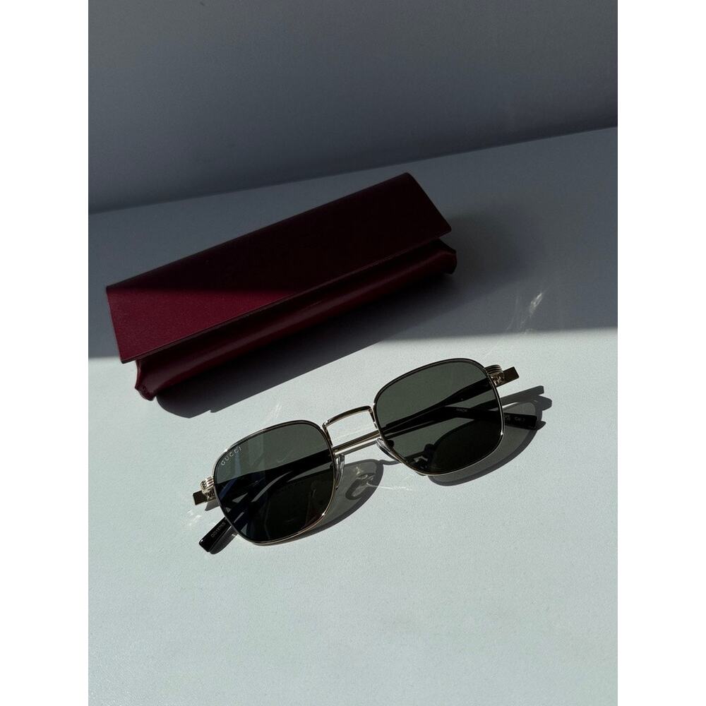 NEW Gucci GG1876S Gold Round Sunglasses $545 - Picture 2 of 9